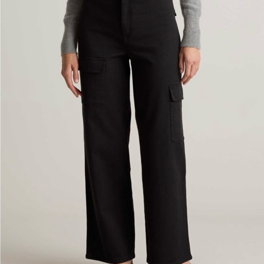 Quince Organic Cotton Cargo Twill Black Pants